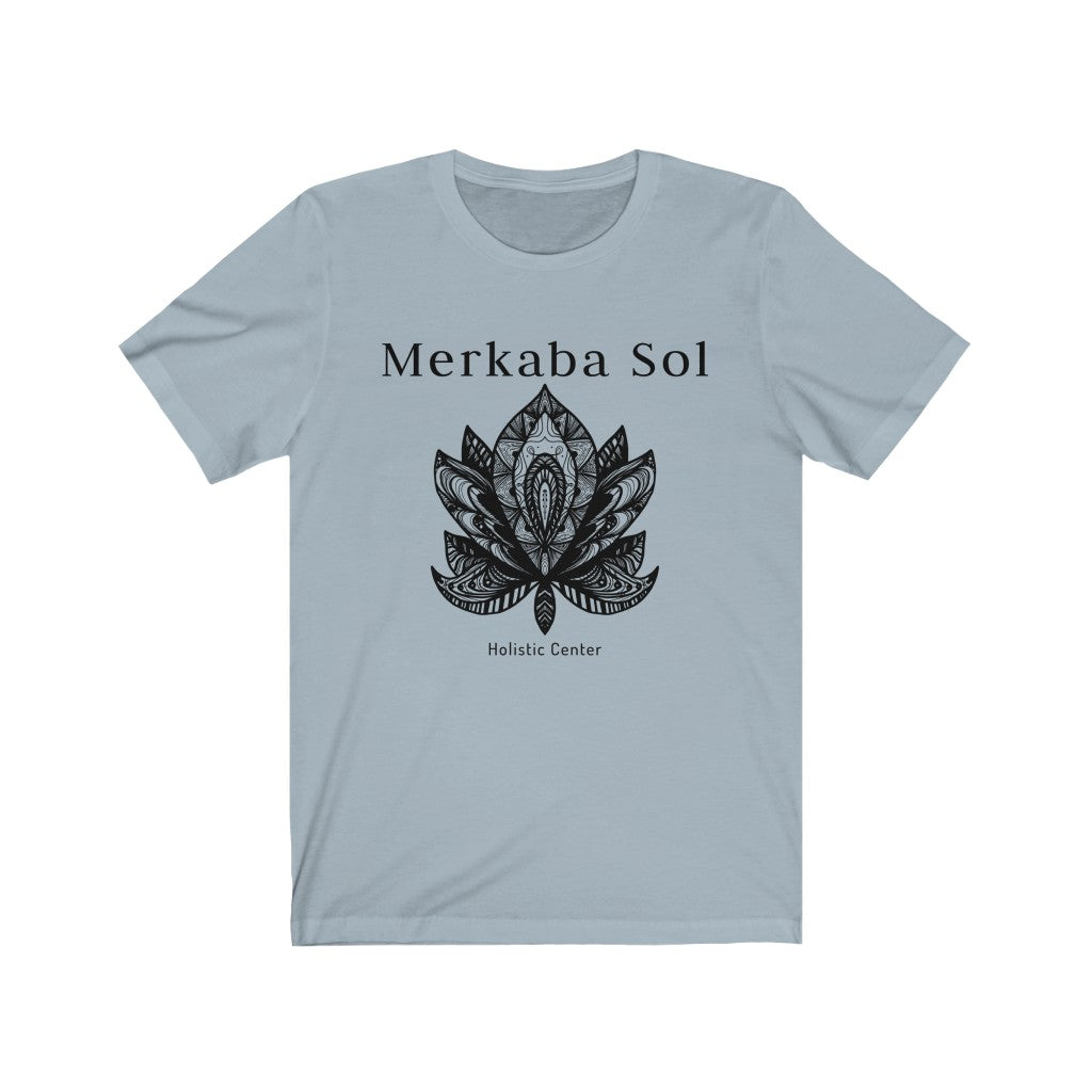 Black Lotus recreated in a unique drawing. Bring inspiration and empowerment to your wardrobe with this Black Lotus t-shirt in light blue color or give it as a fun gift. From merkabasolshop.com