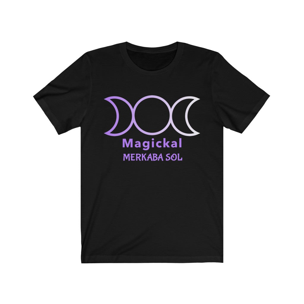 Let the magickal moon guide you. Bring inspiration and empowerment to your wardrobe with this Magickal Moon t-shirt in black color or give it as a fun gift. From merkabasolshop.com
