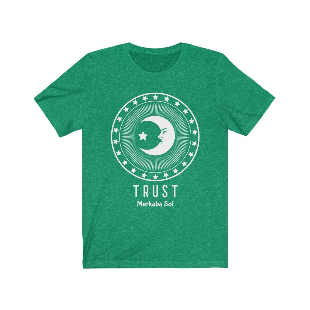 Trust in the Moon. Bring inspiration and empowerment to your wardrobe with this trust in the moon t-shirt in kelly green color or give it as a fun gift. From merkabasolshop.com