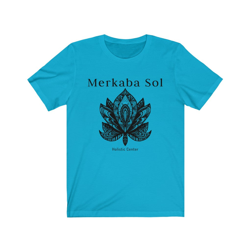 Black Lotus recreated in a unique drawing. Bring inspiration and empowerment to your wardrobe with this Black Lotus t-shirt in turquoise color or give it as a fun gift. From merkabasolshop.com