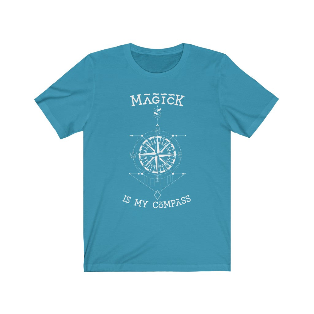 Magick is my Compass. Bring inspiration and empowerment to your wardrobe with this magick is my compass t-shirt in aqua color or give it as a fun gift. From merkabasolshop.com