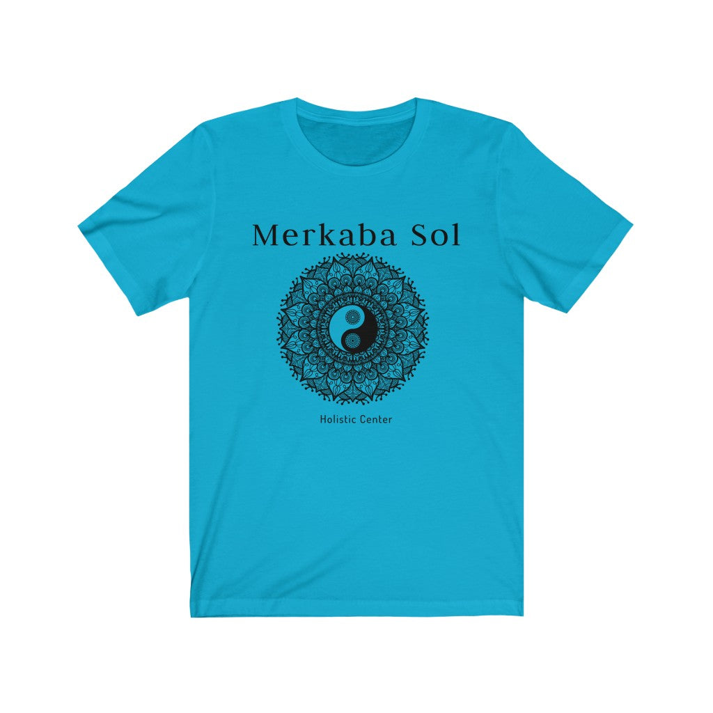 The yin yang mandala brings cosmic balance. Bring inspiration and empowerment to your wardrobe with this Yin Yang Mandala t-shirt in turquoise color or give it as a fun gift. From merkabasolshop.com