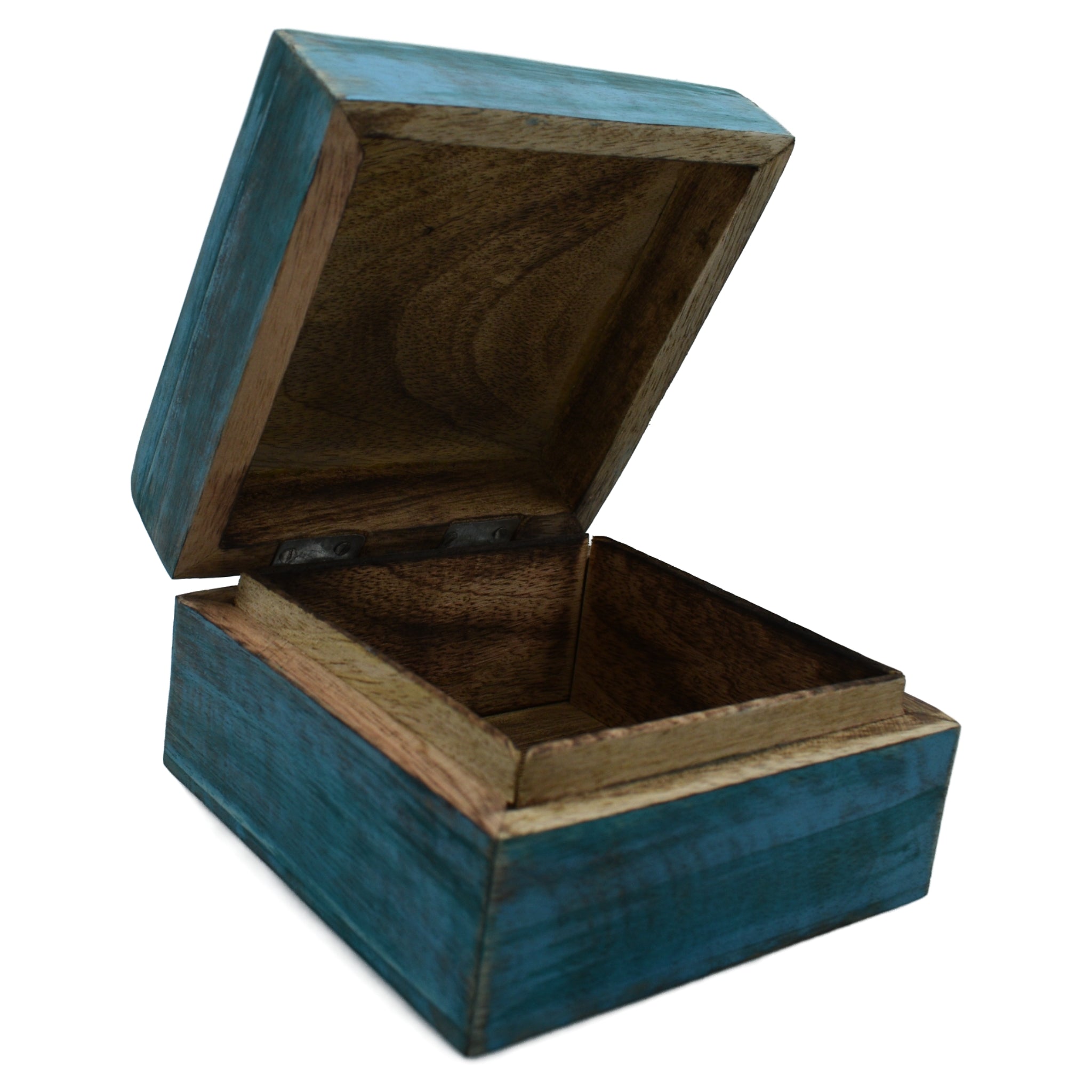 Open box, natural wood inside 