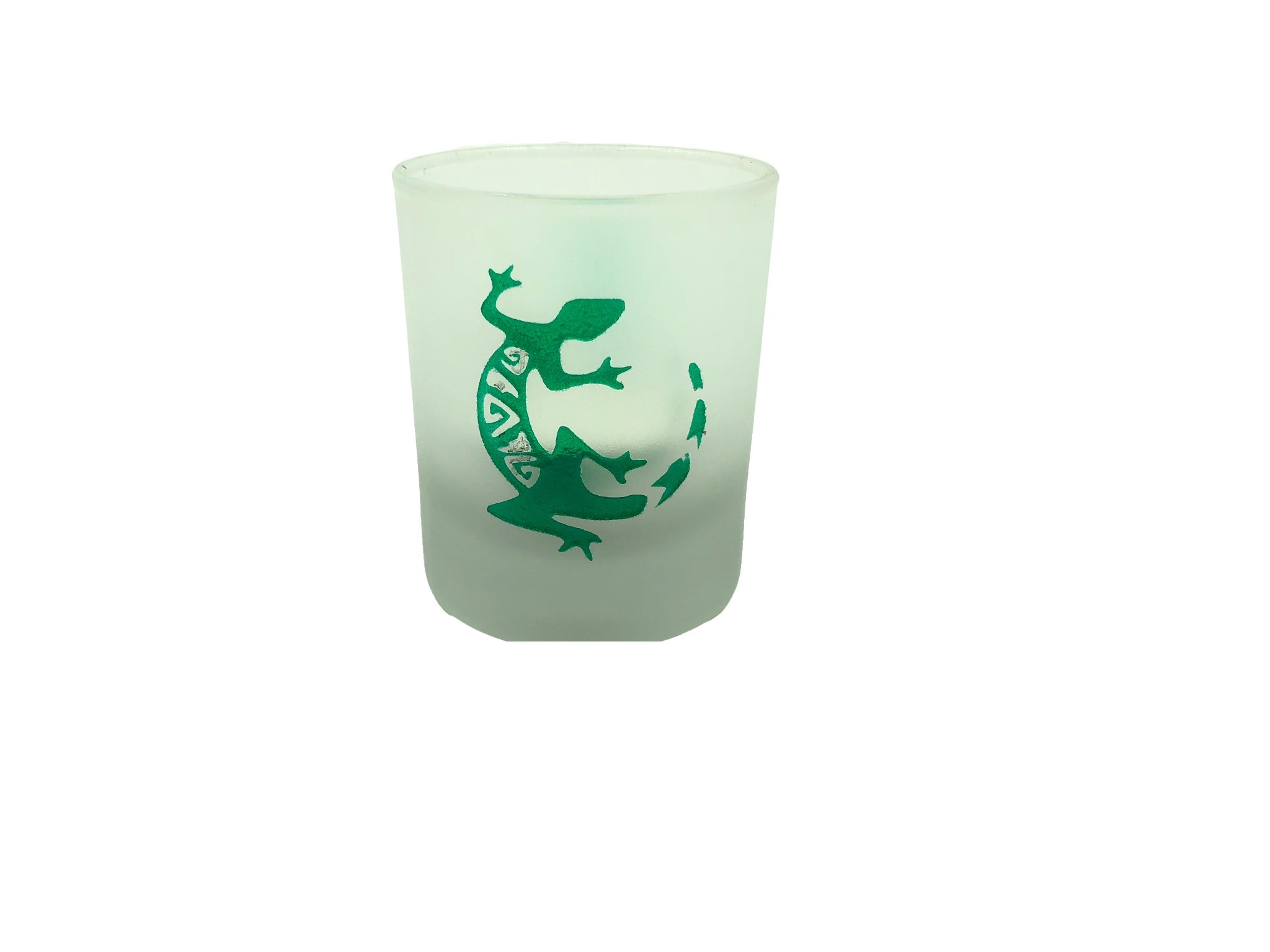 Green Lizard Etched Votive Candle Holder