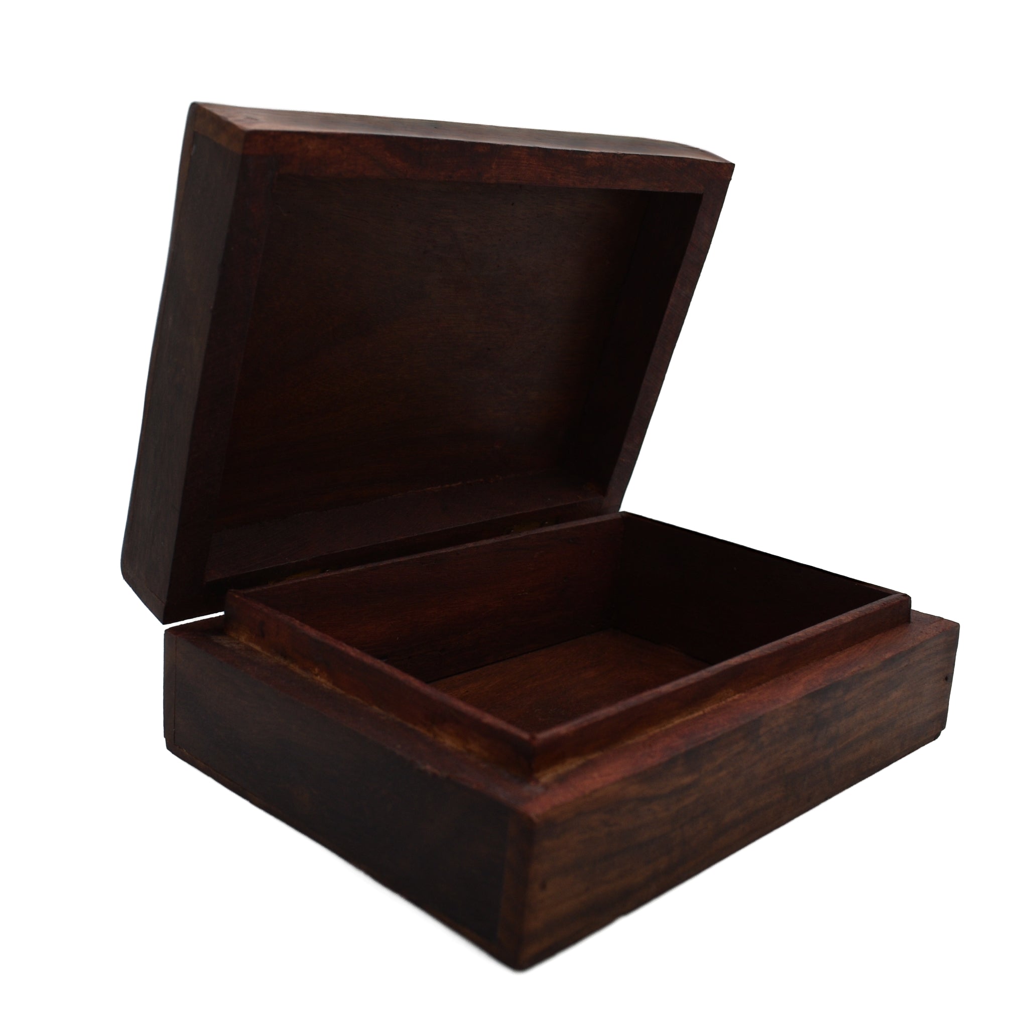 Wood box, dark color open 