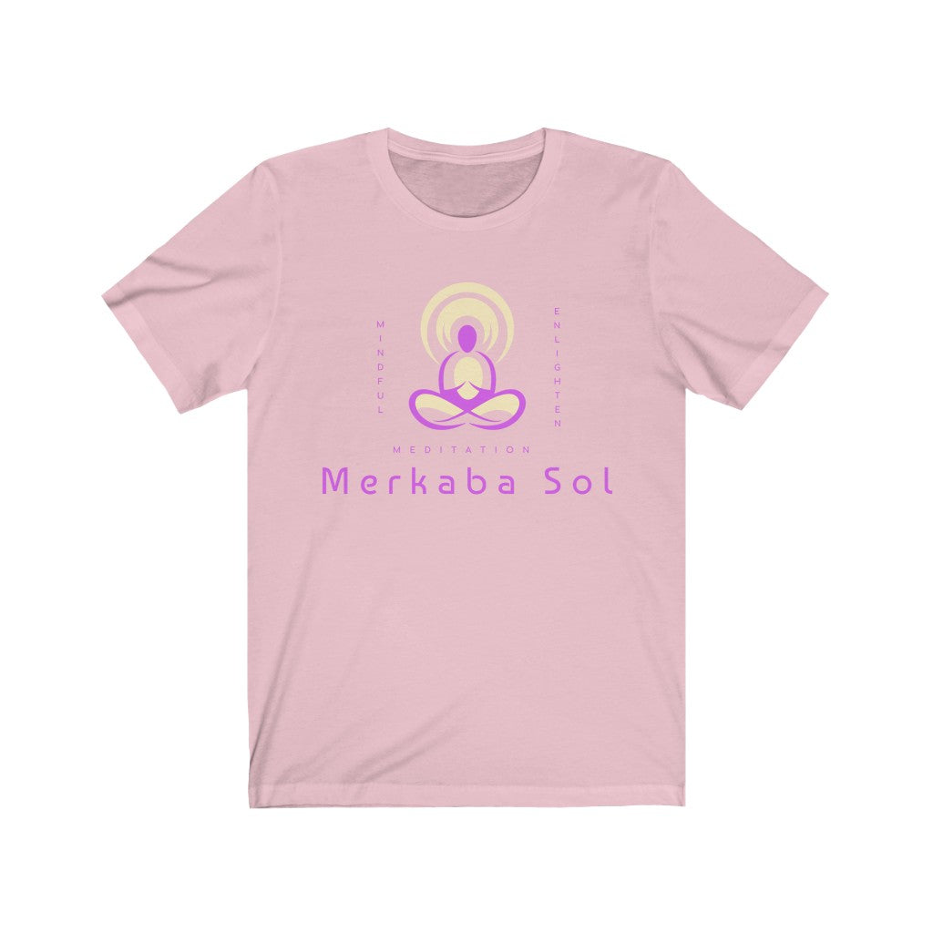 Mind, enlightenment, meditation. Bring inspiration and empowerment to your wardrobe with this Enlightenment t-shirt in pink color or give it as a fun gift. From merkabasolshop.com
