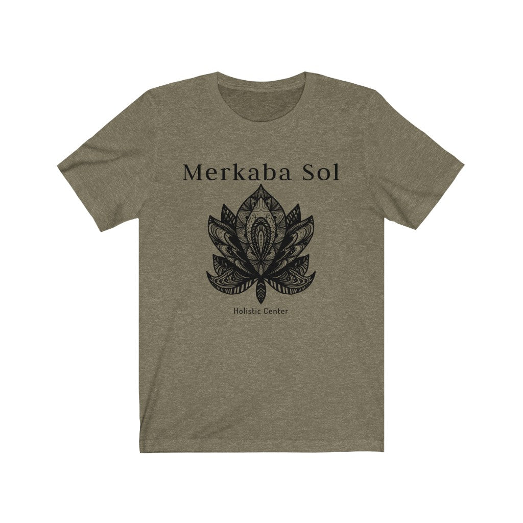 Black Lotus recreated in a unique drawing. Bring inspiration and empowerment to your wardrobe with this Black Lotus t-shirt in olive color or give it as a fun gift. From merkabasolshop.com