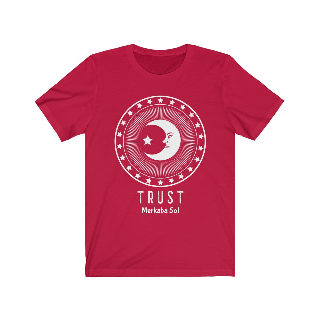 Trust in the Moon. Bring inspiration and empowerment to your wardrobe with this trust in the moon t-shirt in red color or give it as a fun gift. From merkabasolshop.com