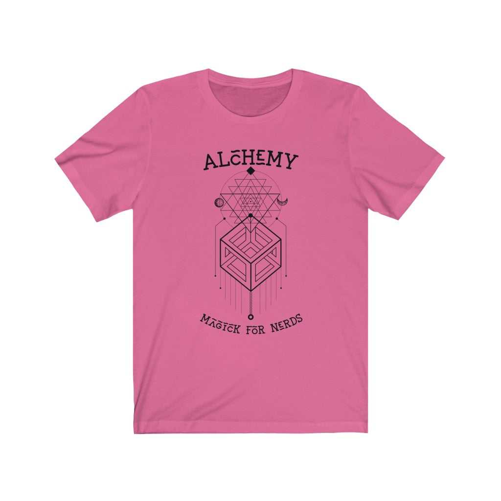 Alchemy. Bring inspiration and empowerment to your wardrobe with this alchemy t-shirt in charity pink color or give it as a fun gift. From merkabasolshop.com