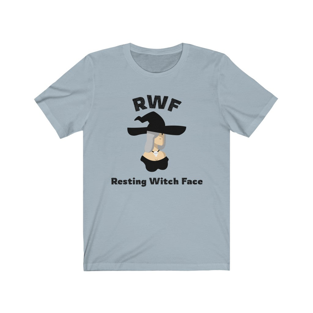 Resting witch face. Bring inspiration and empowerment to your wardrobe with this Resting Witch Face t-shirt in light blue color or give it as a fun gift. From merkabasolshop.com