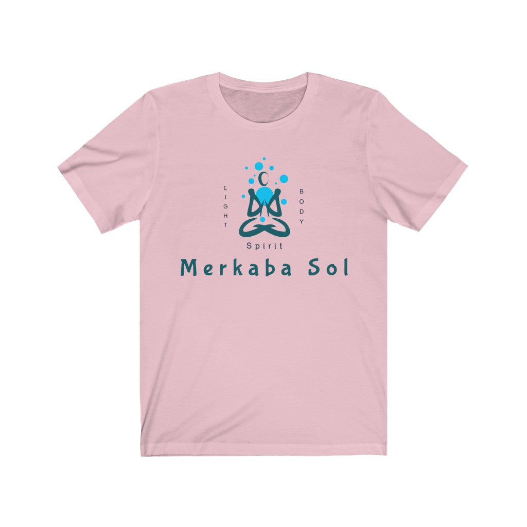 Find balance within the light, body and spirit. Bring inspiration and empowerment to your wardrobe with this Light Body Spirit t-shirt in pink color or give it as a fun gift. From merkabasolshop.com