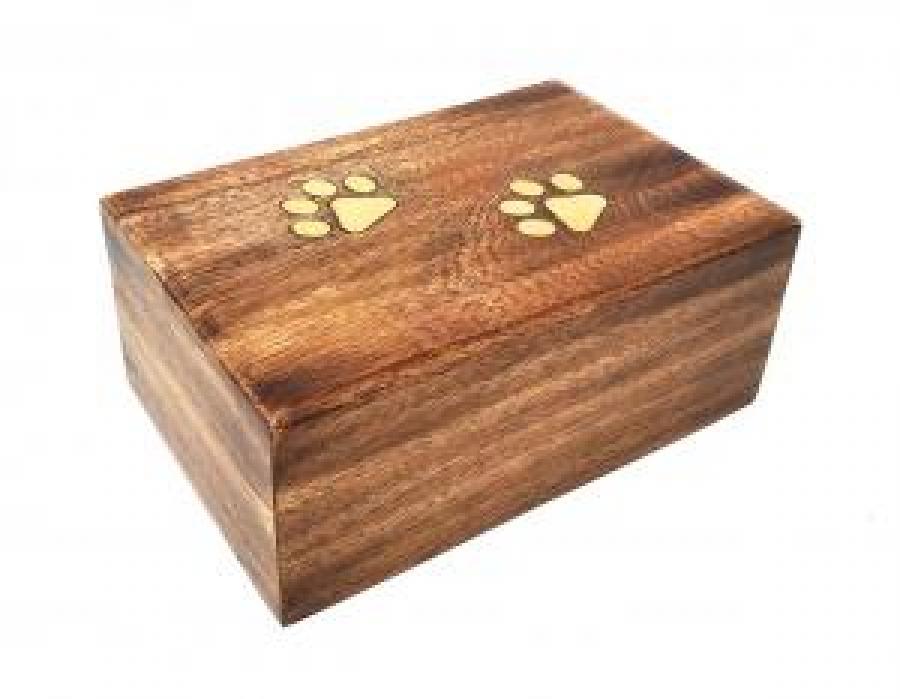 Dog Paw Brass Inlay Wood Box