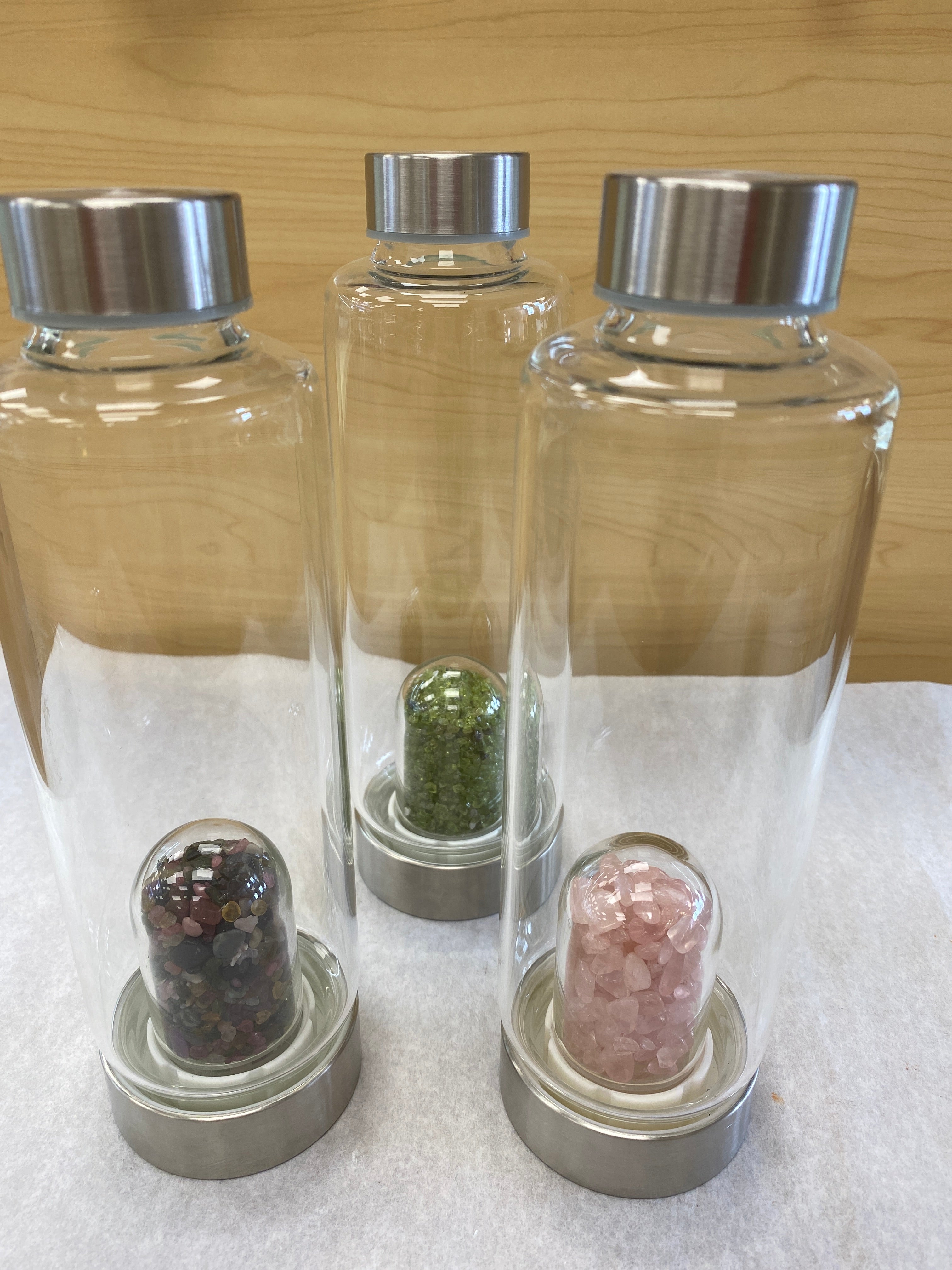 Tourmaline Gemstone Infusion Glass Water Bottle