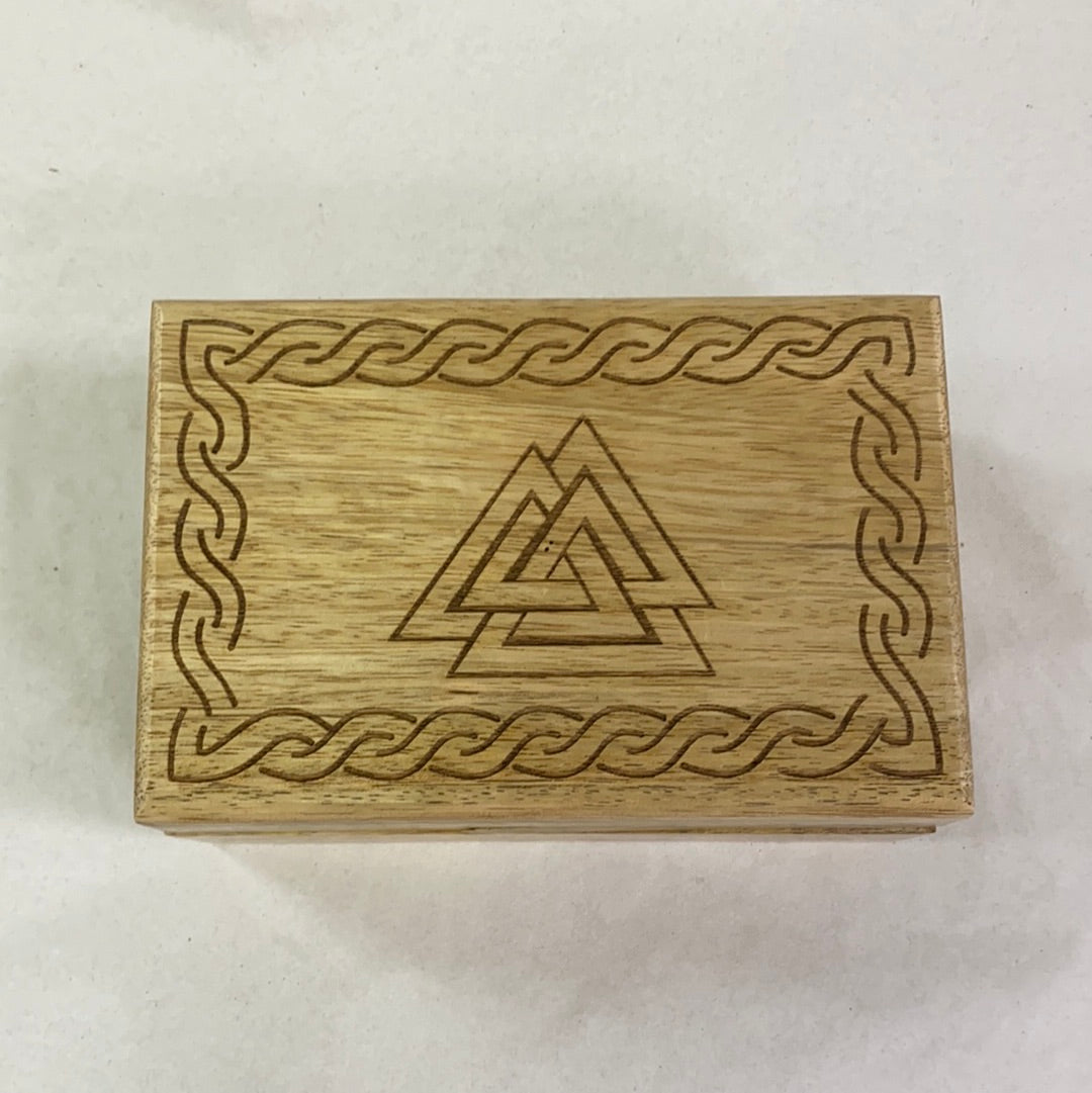 Triple Triangle Carved Wood Box