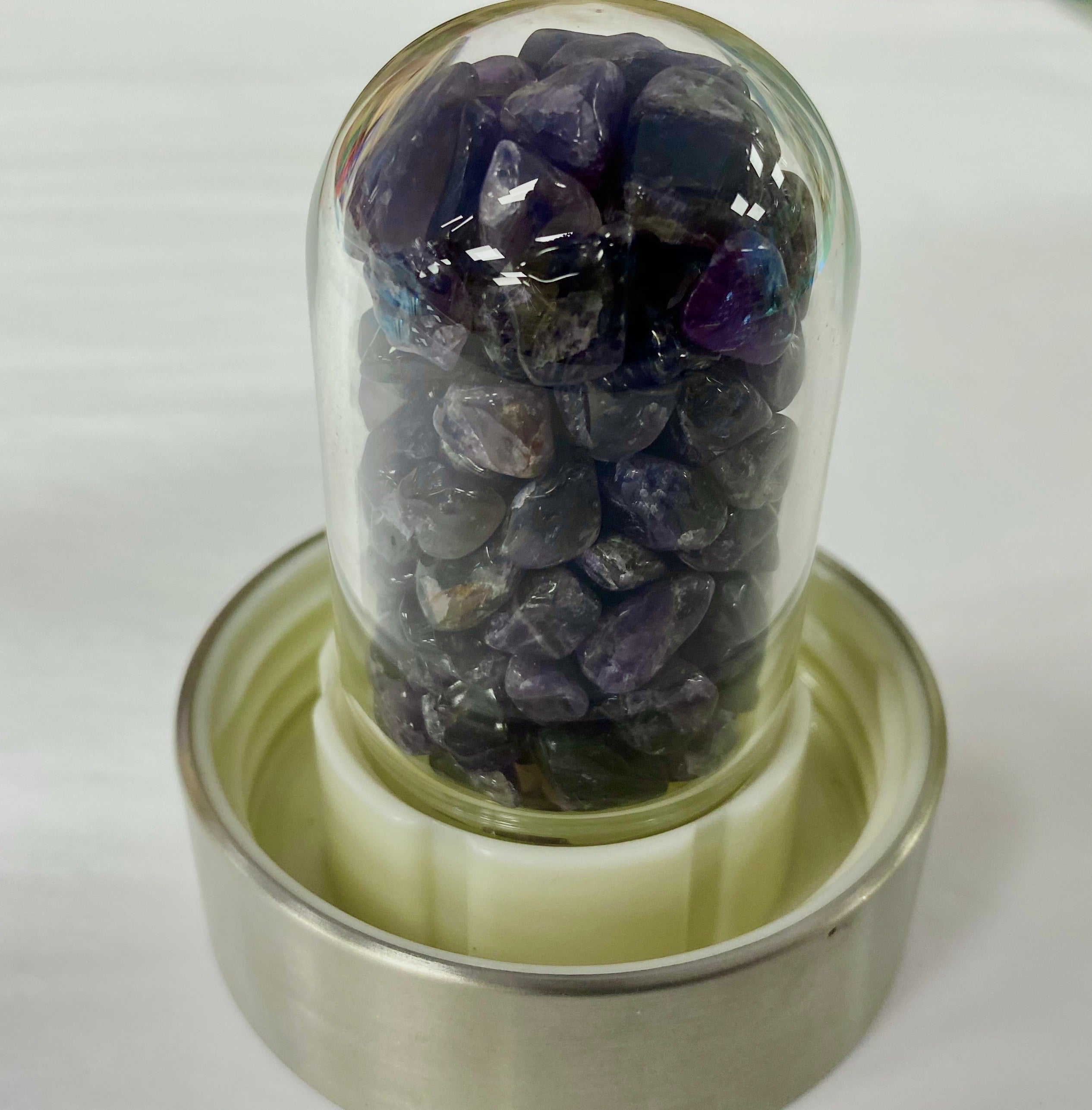 Amethyst Gemstone Infusion Glass Water Bottle