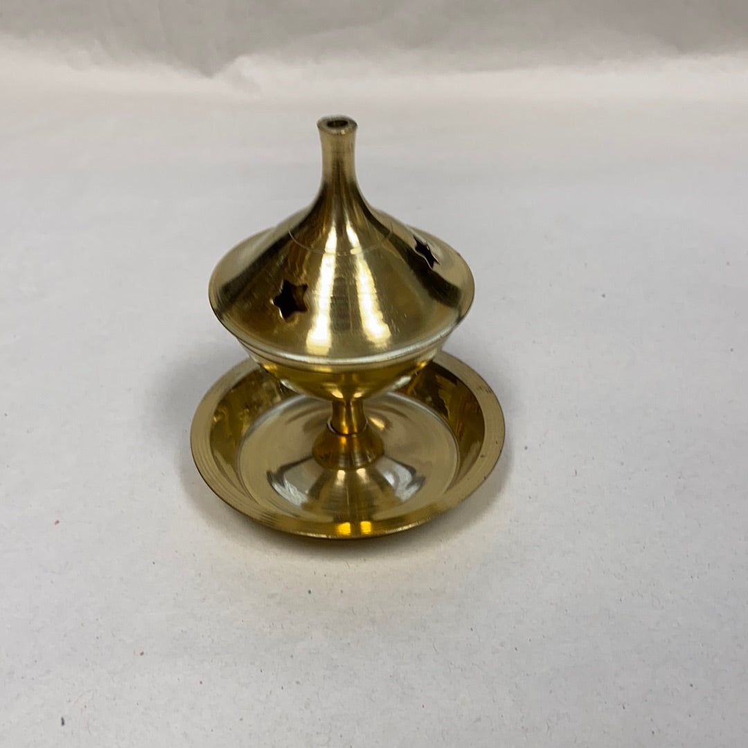 Star Brass Cone &amp; Charcoal Resin Incense Burner