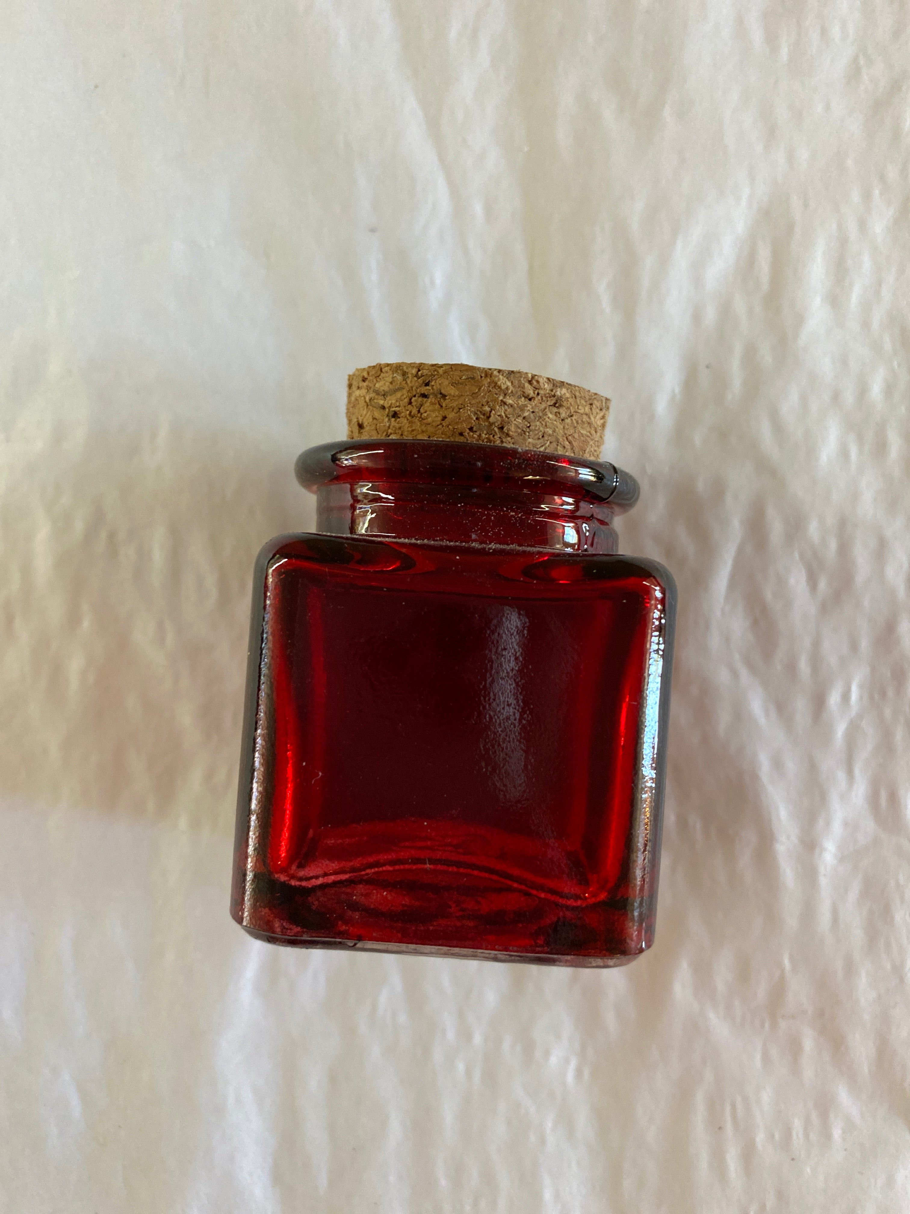 Red Glass Bottle with Cork