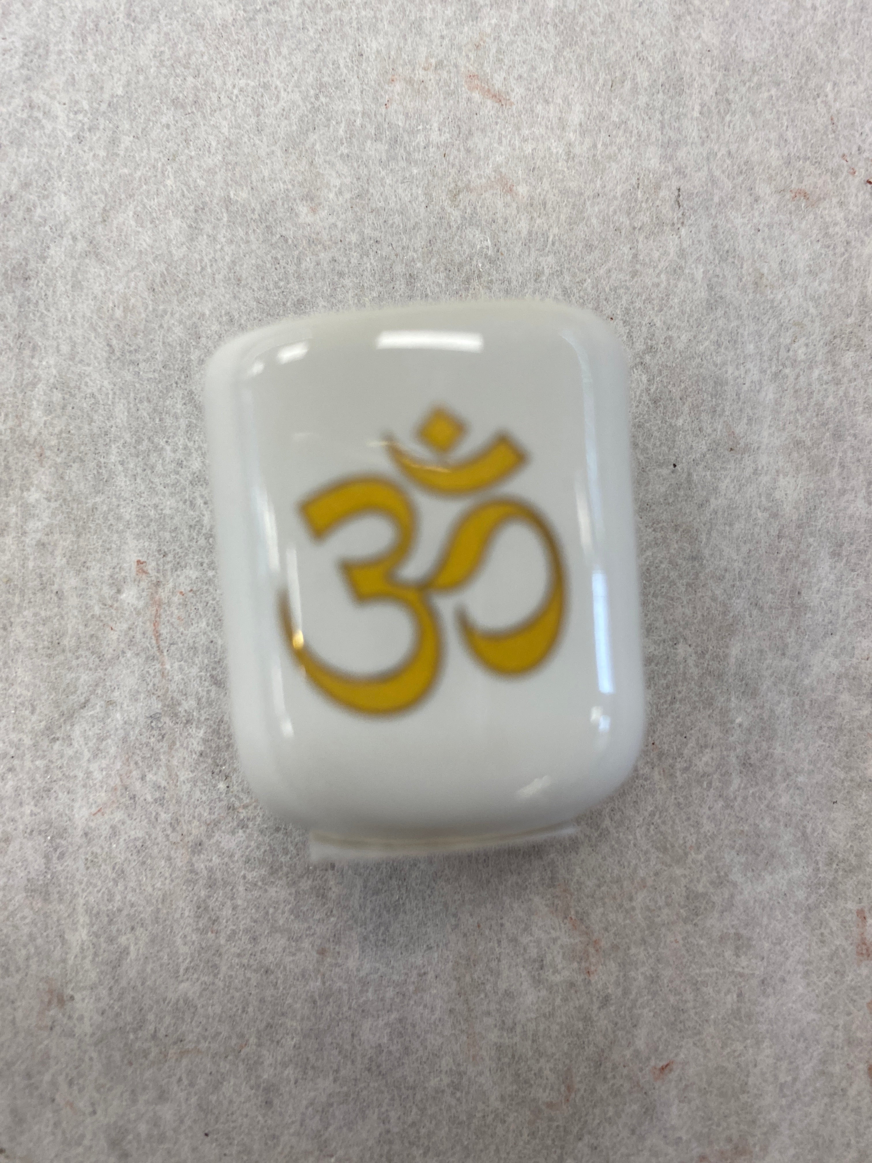 Gold OM White Ritual Candle Holder