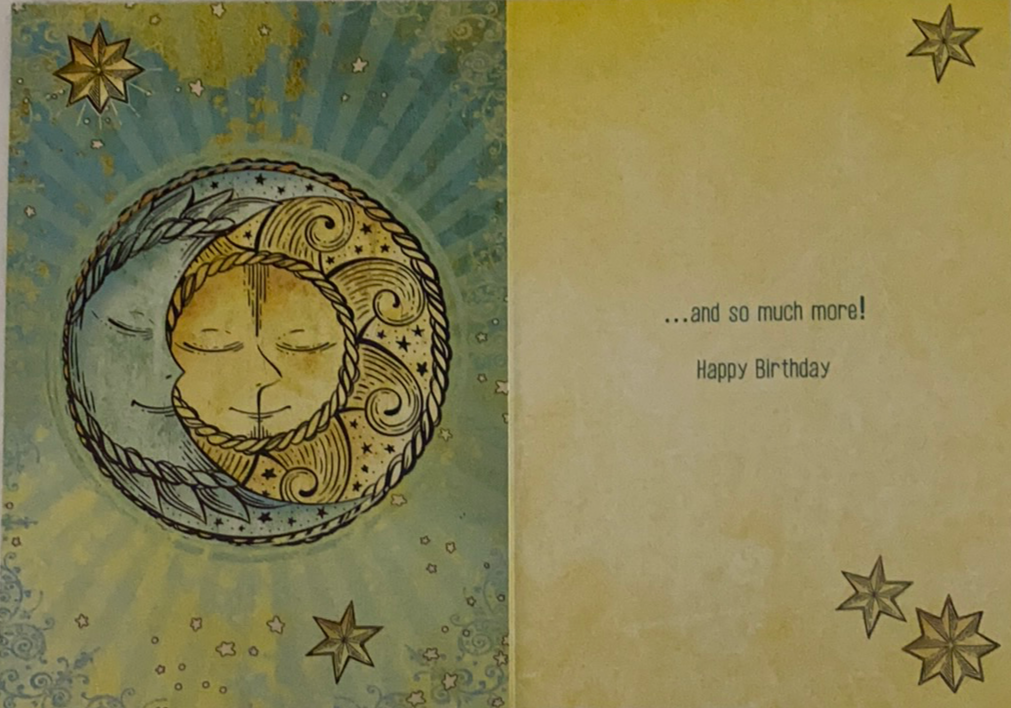green inside with same celestial image and happy birthday message 