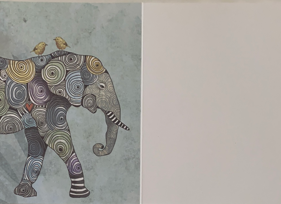 same elephant inside on left with blank space on right 