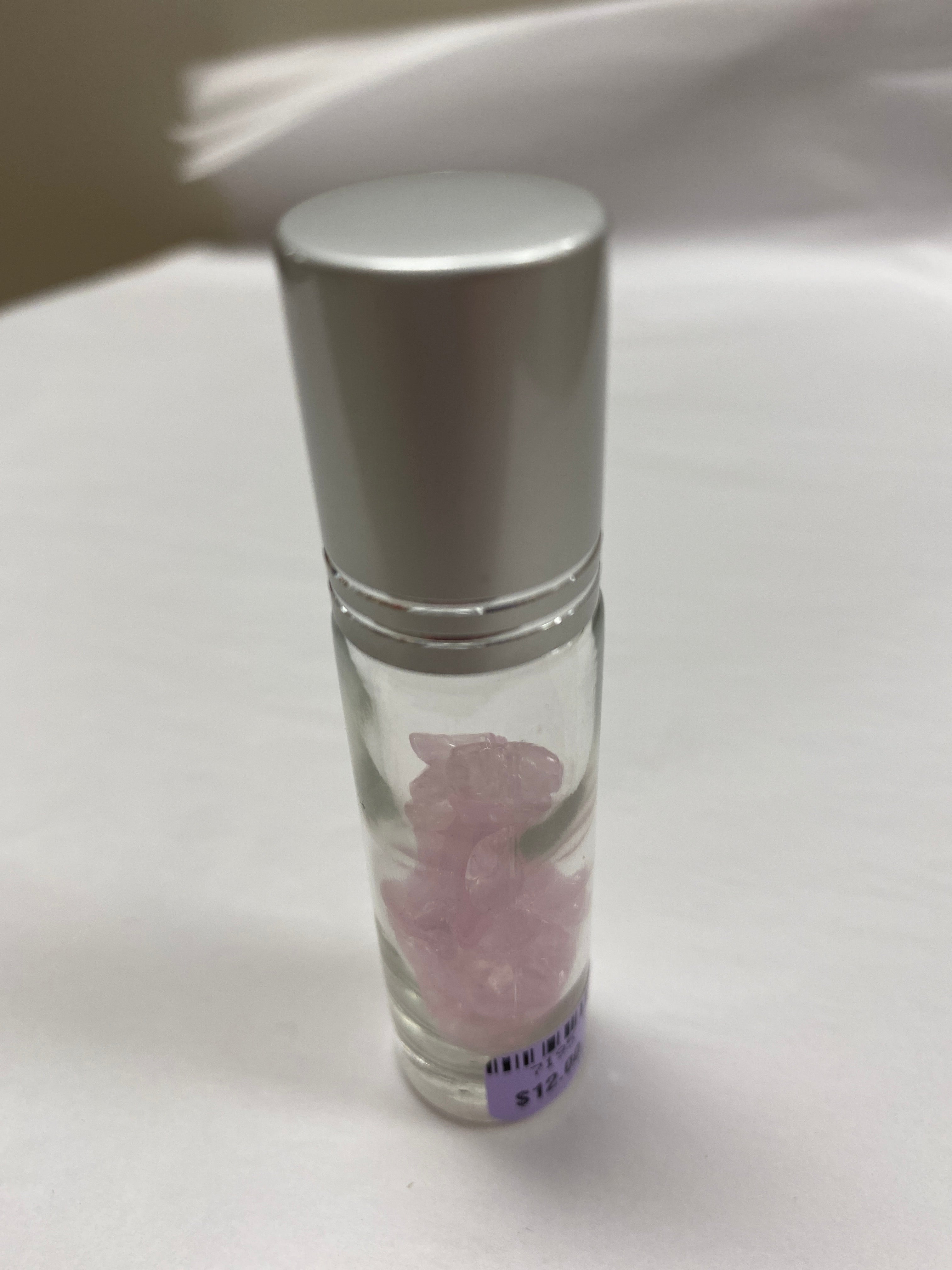 Rose Quartz Crystal Chip Oil Roller Bottle
