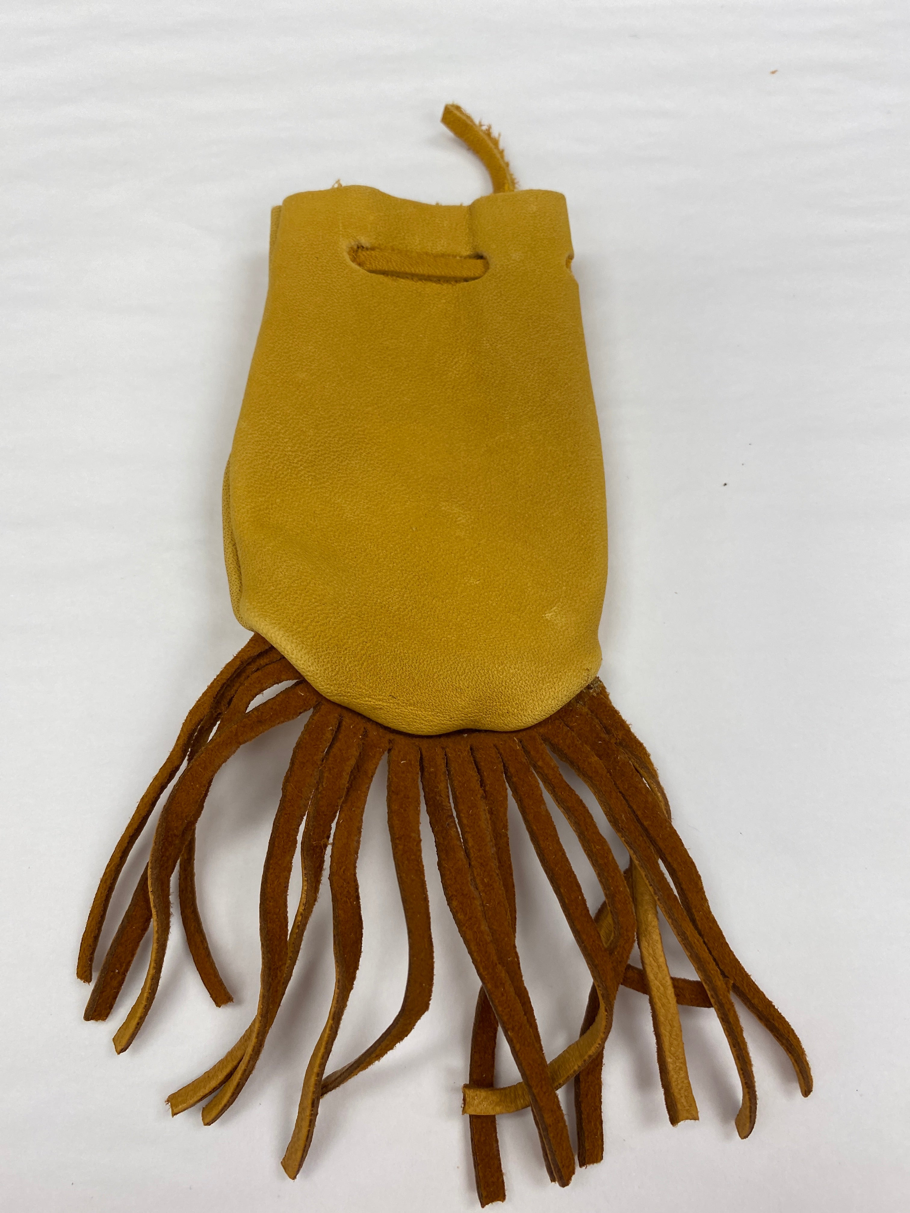Tan with Fringe Leather Pouch sm