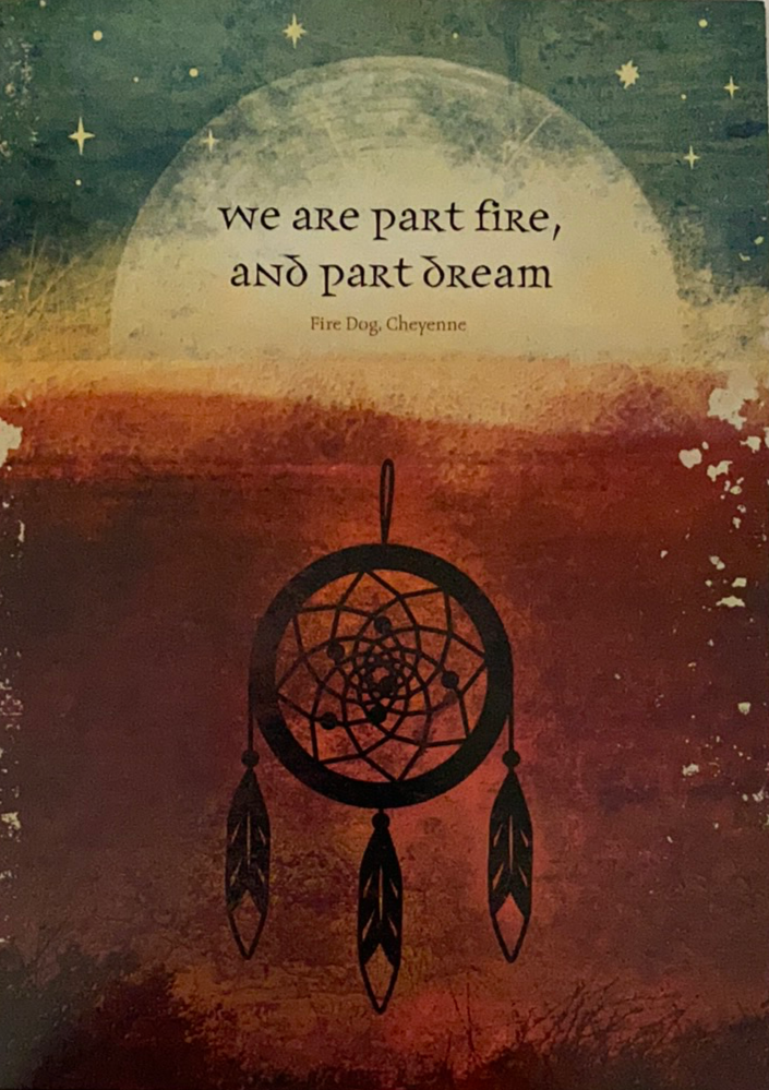 image of dream catcher with sun above and quote written in the sun 