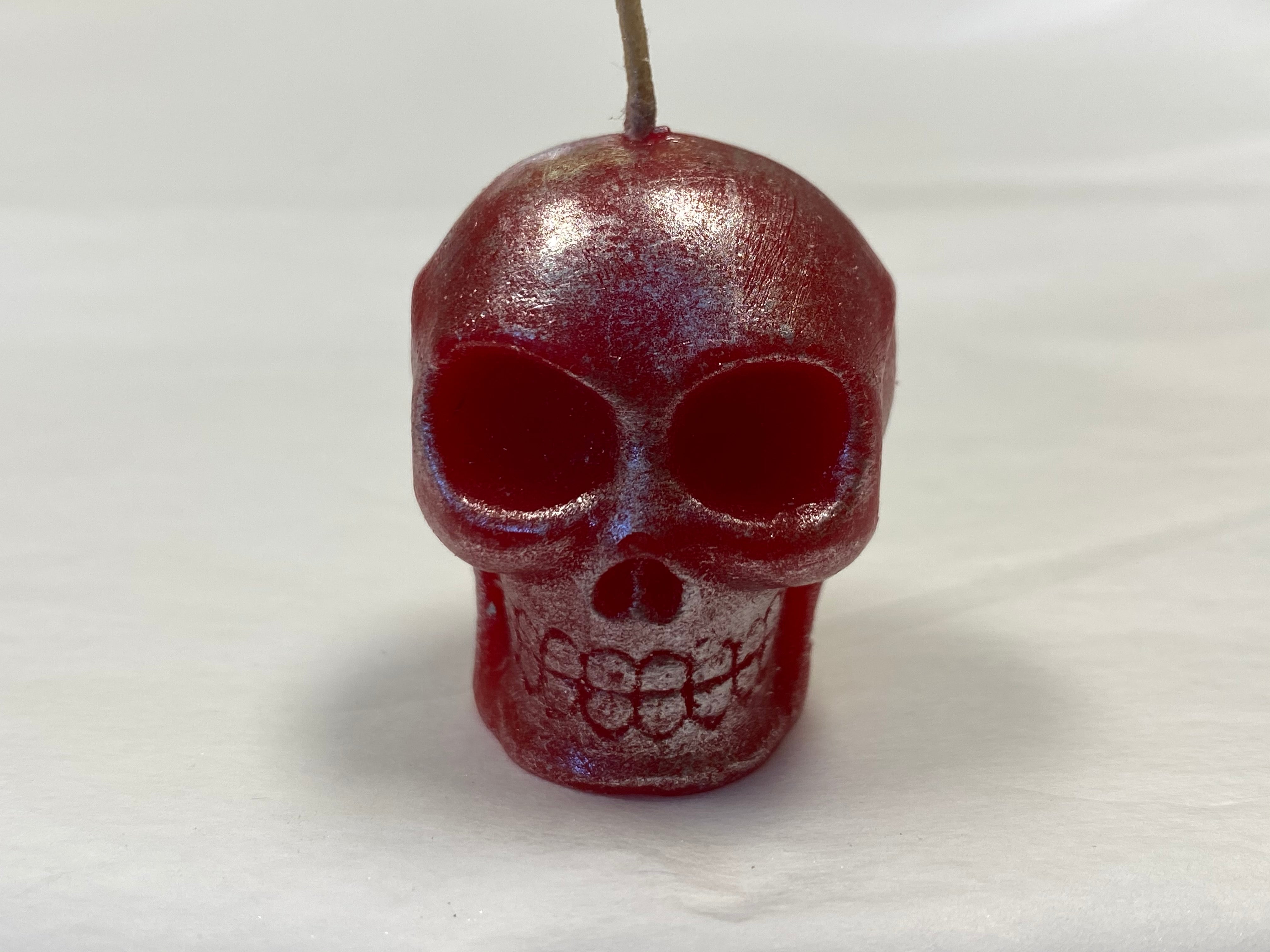 Red Skull Votive Silver Washed Candle