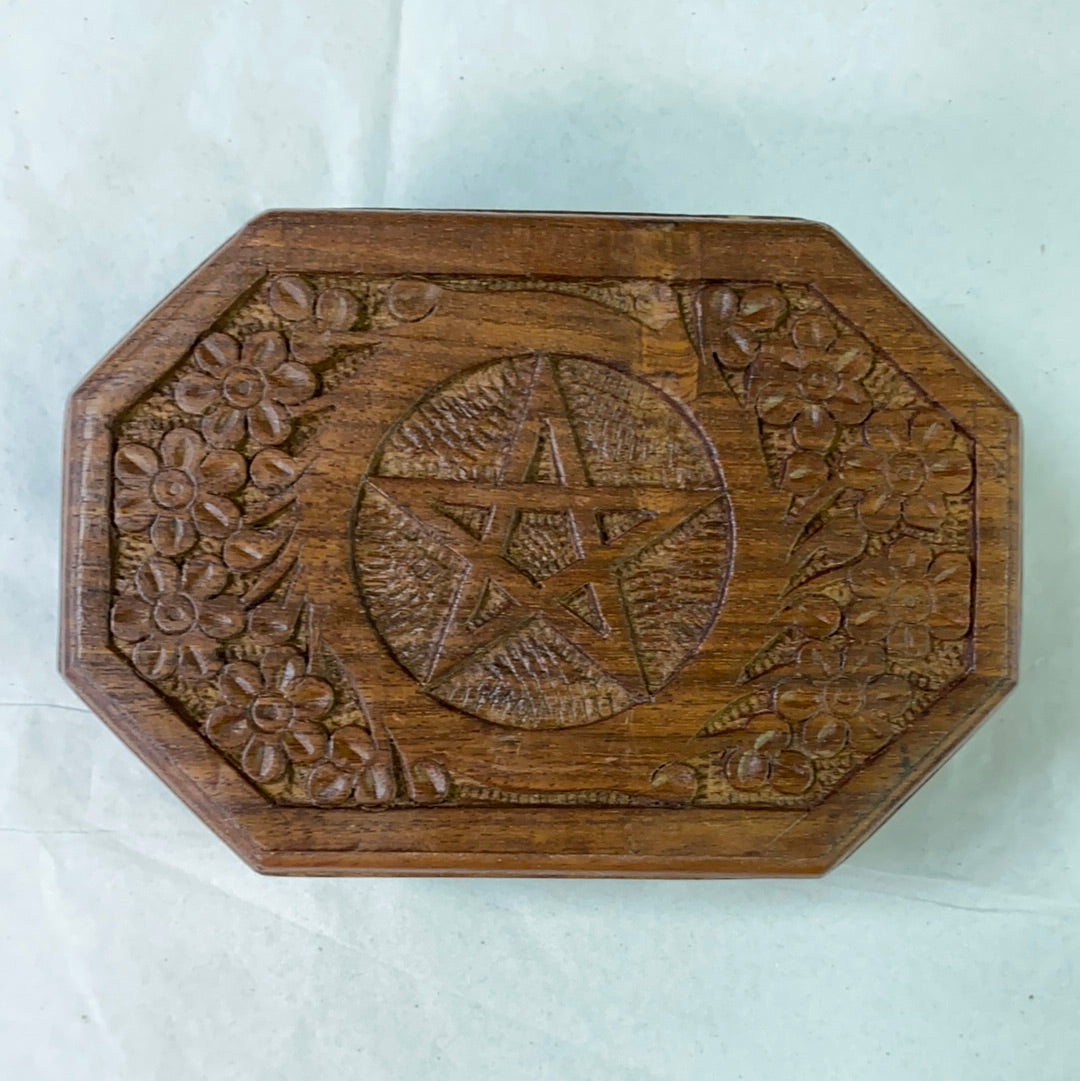 Hexagon Pentacle Carved Box