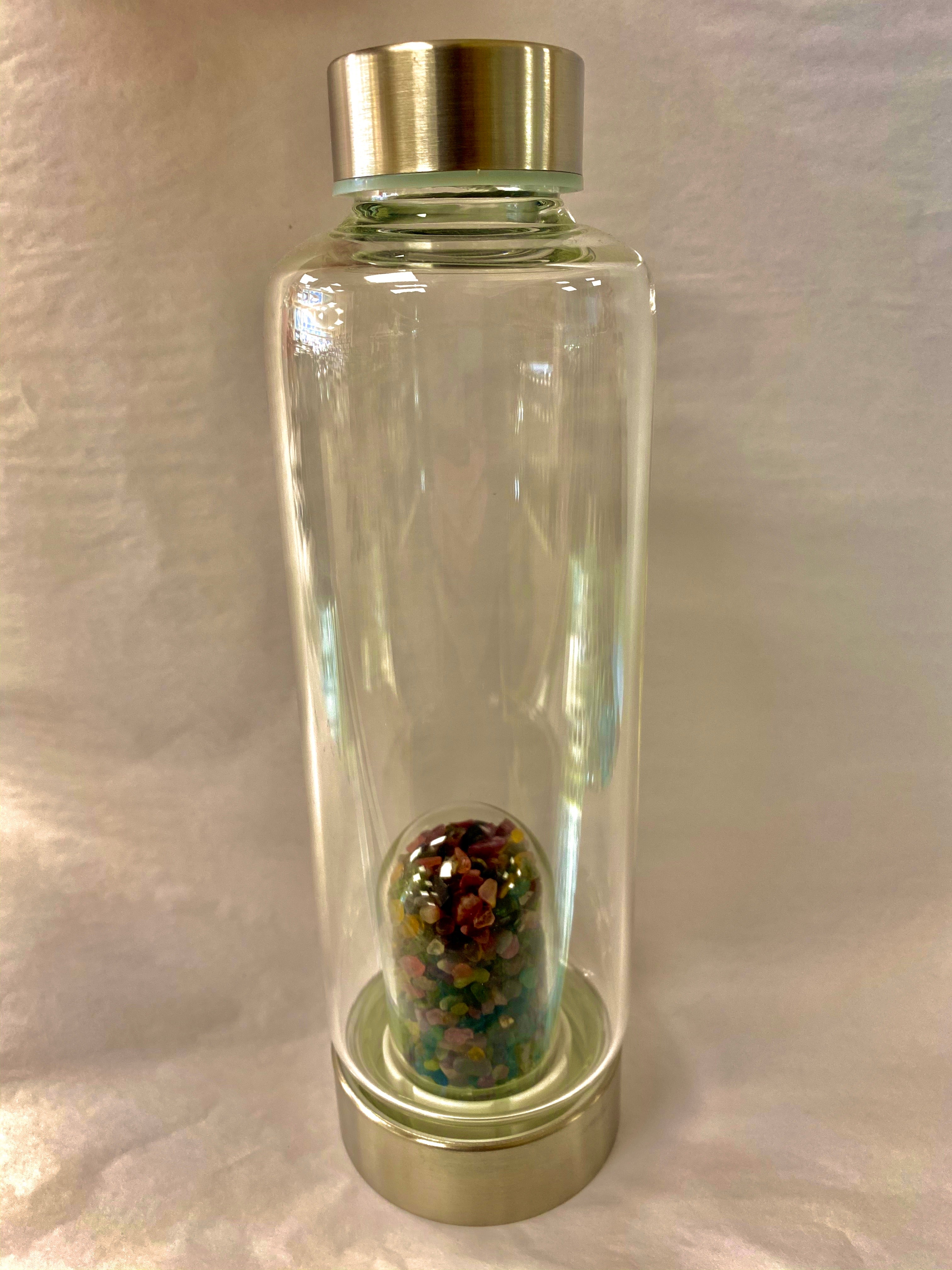 Tourmaline Gemstone Infusion Glass Water Bottle
