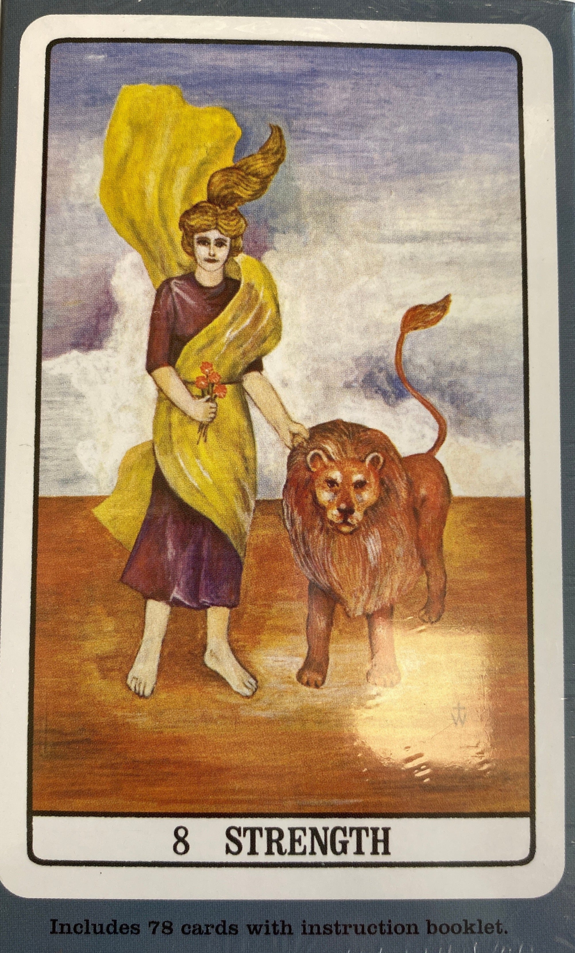 The Golden Dawn Tarot Back of deck pack with woman standing with a lion 