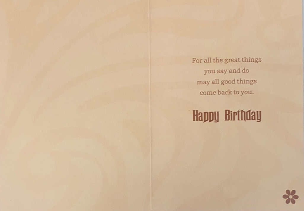 Tan card with birthday message 