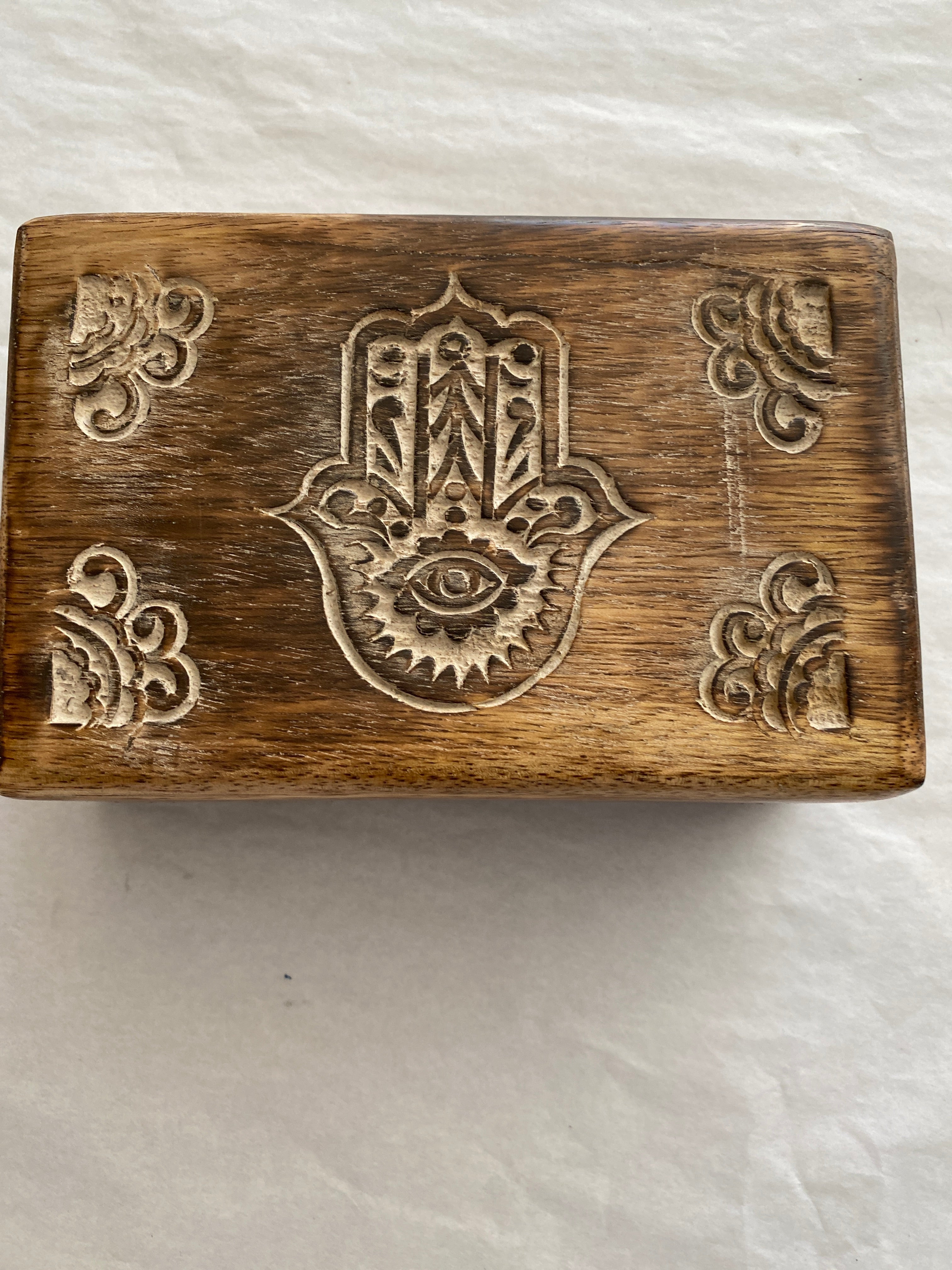 Hamsa Hand Carved Box