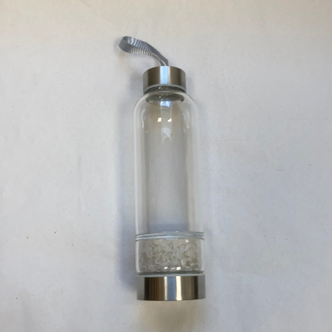Clear Quartz Gemstone Infusion Glass Water Bottle