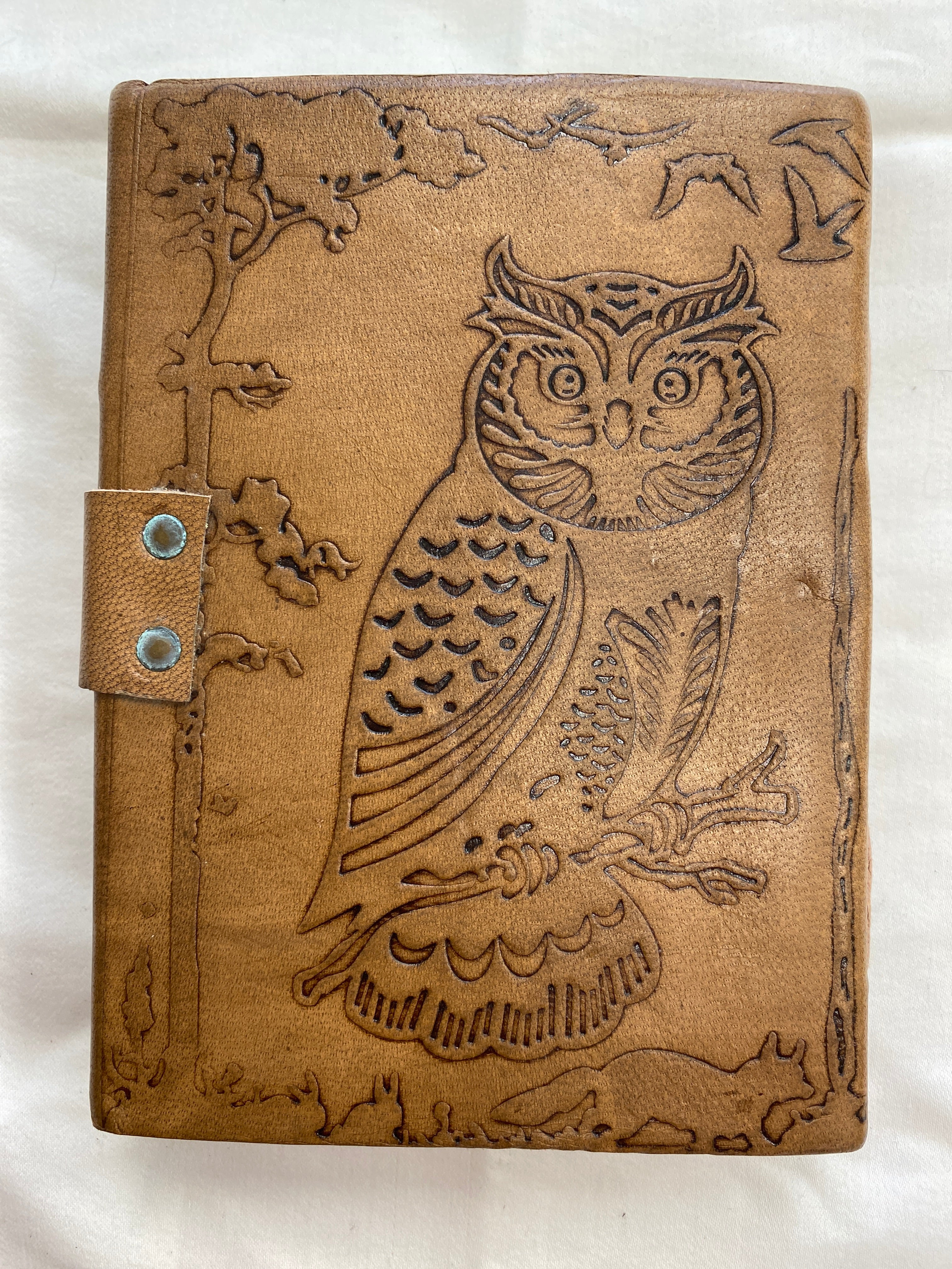 Owl in Jungle Leather Journal