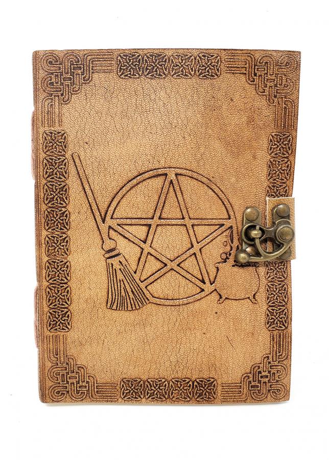 Pentagram &amp; Broom Leather Journal